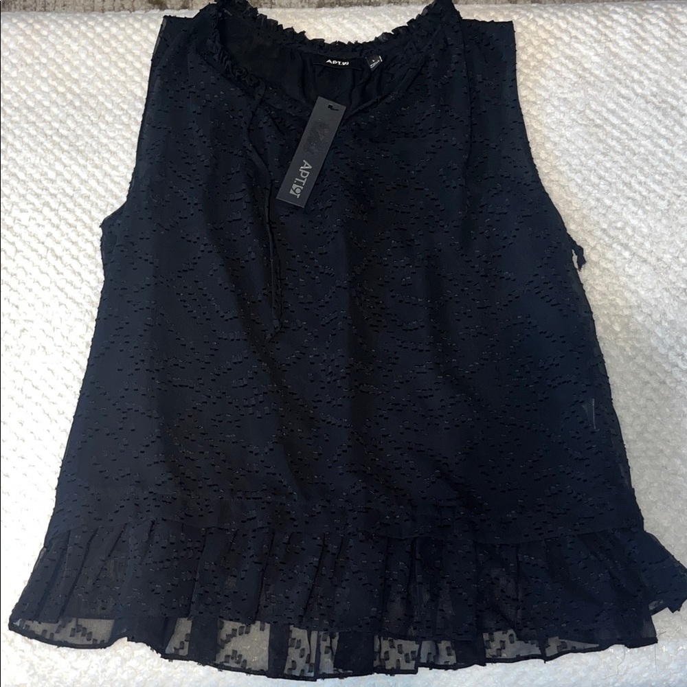 Apt. 9 Womens Top Black Textured Blouse Sleeveless Flowy Business Casual NWT